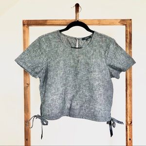 Madewell Chambray Side-Tie Cropped Top